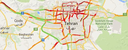 ترافیک آنلاین در نقشه گوگل